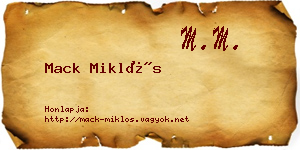 Mack Miklós névjegykártya